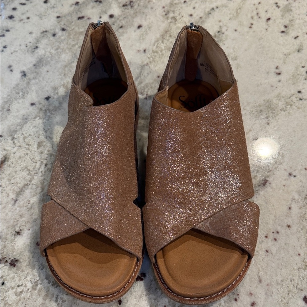 Sofft Women's Shimmering Brown Peep-Toe Mules